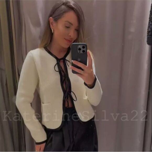 ZARA KNIT CARDIGAN WITH TIES - Picture 6 of 10